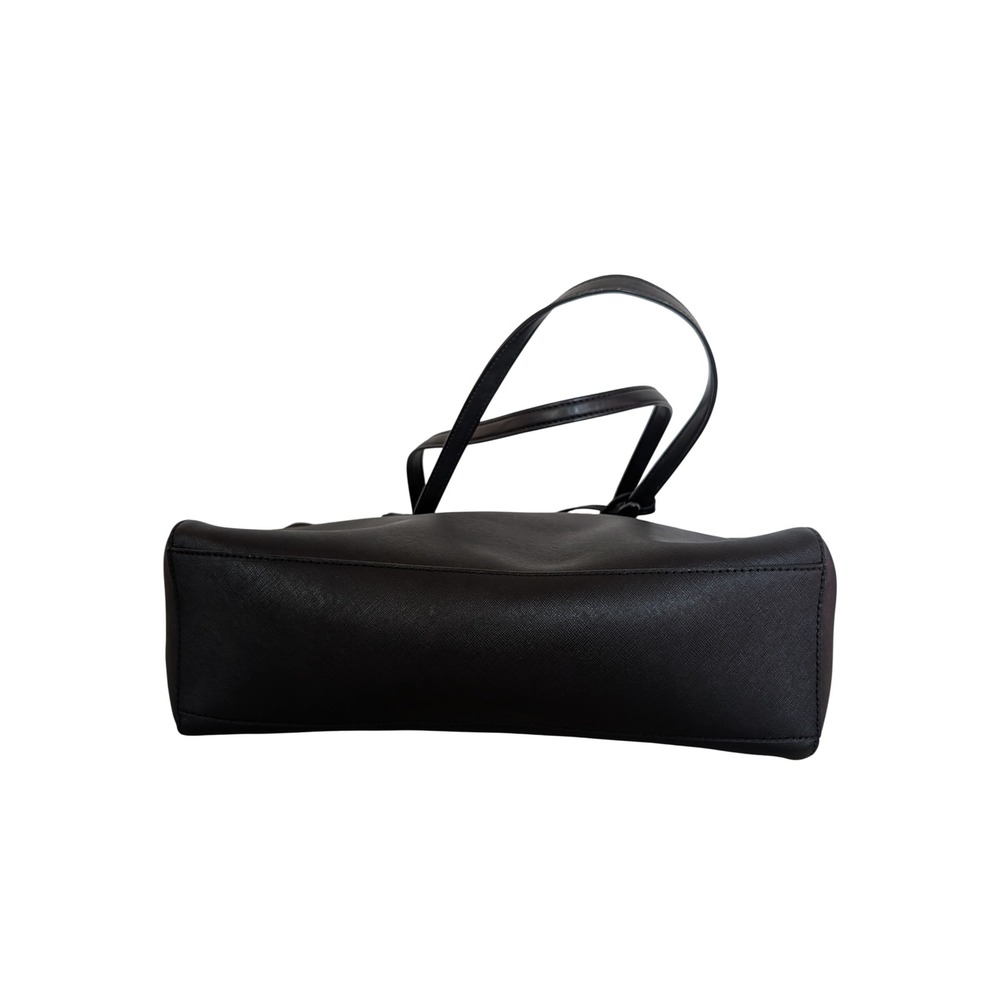 Michael Kors Black Saffiano Leather Tote Bag Gold Tone Hardware Zip Top - Picture 3 of 8